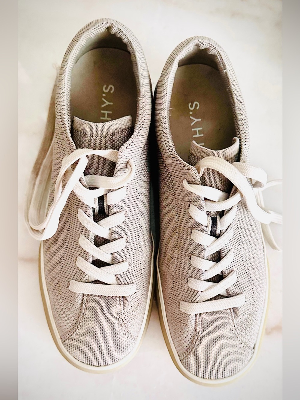 Rothy's Knit Lace-Up Sneakers in Light Taupe